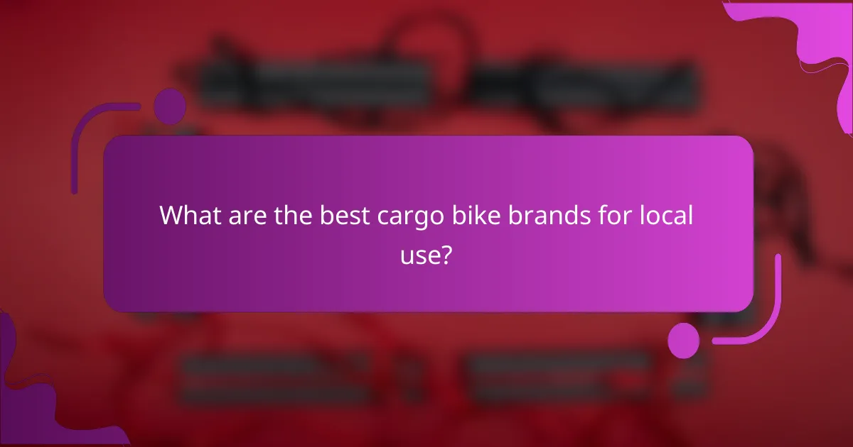 What are the best cargo bike brands for local use?
