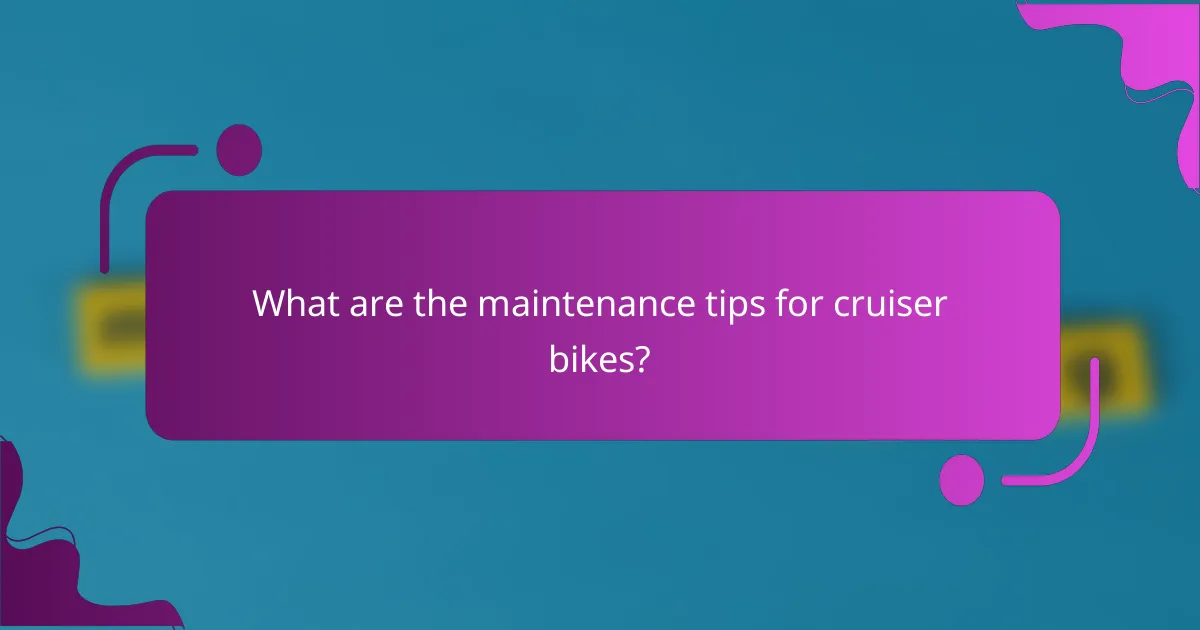 What are the maintenance tips for cruiser bikes?