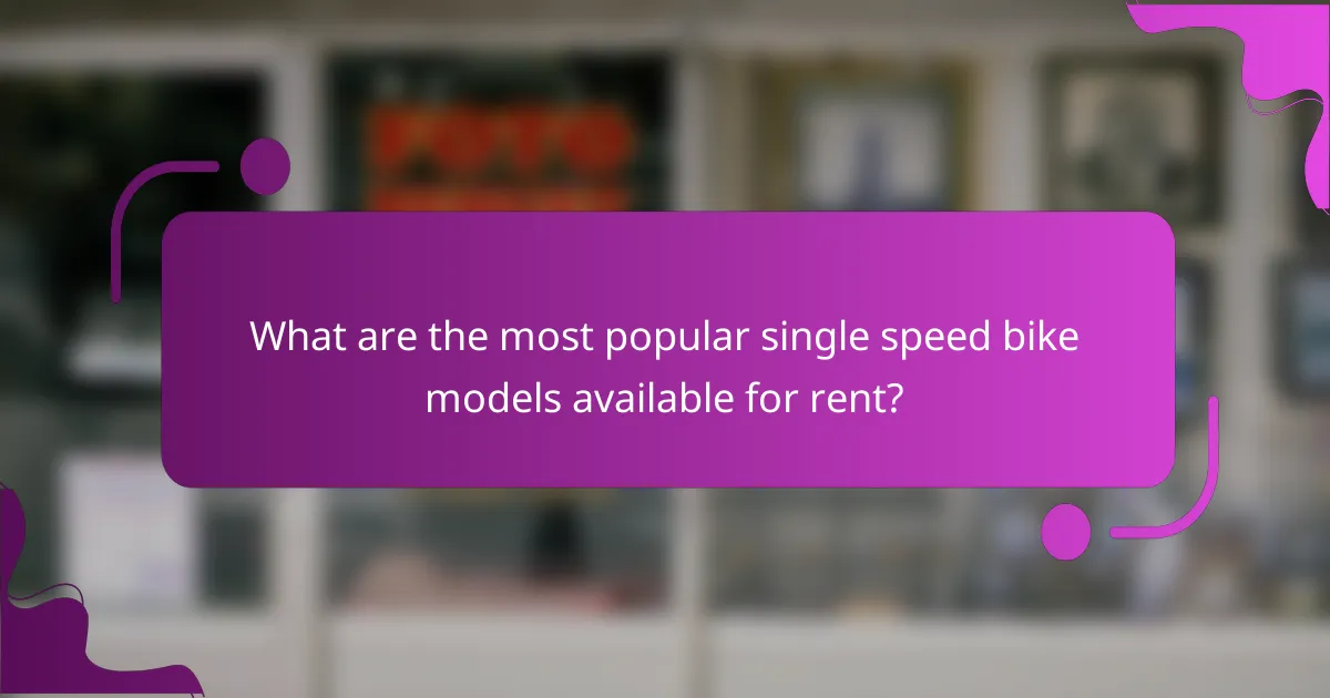 What are the most popular single speed bike models available for rent?