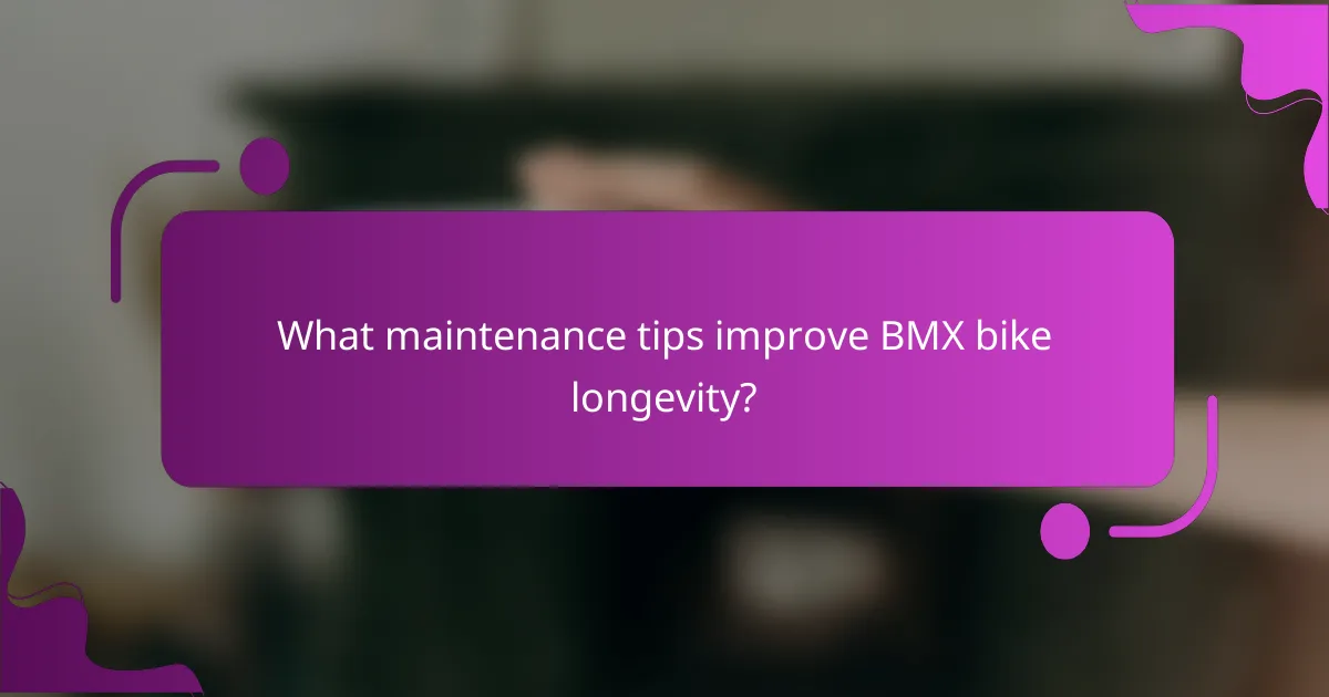 What maintenance tips improve BMX bike longevity?