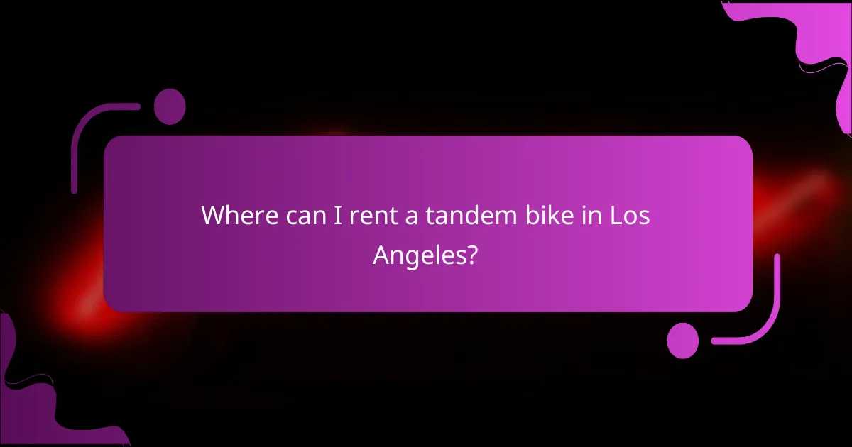 Where can I rent a tandem bike in Los Angeles?